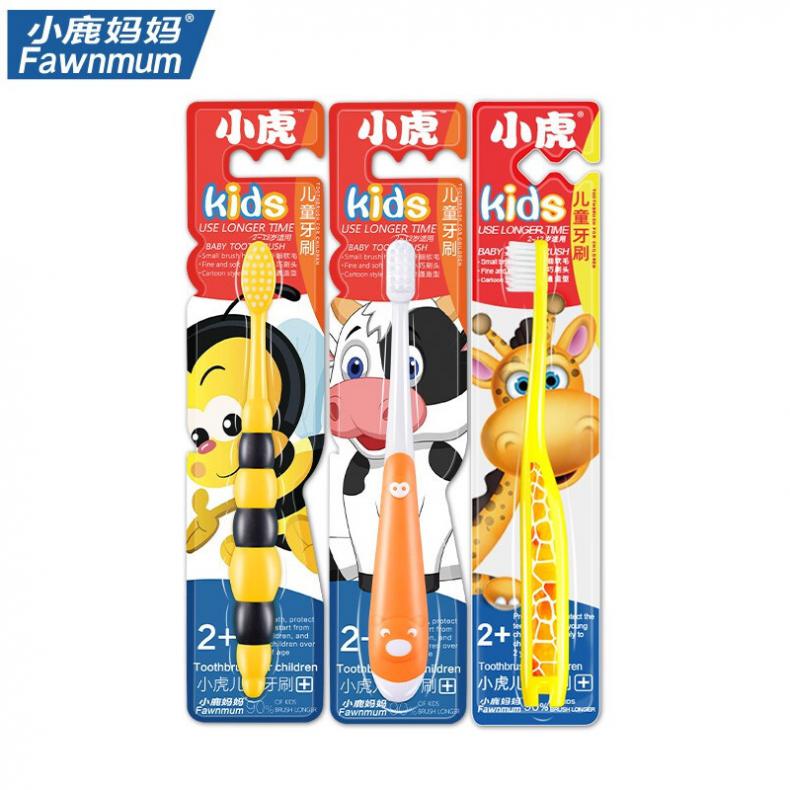 小鹿妈妈（FAWNMUM） 蜜蜂 1号 小虎儿童软毛牙刷 4支/组 （单位：组）  黄色/橙色随机发货