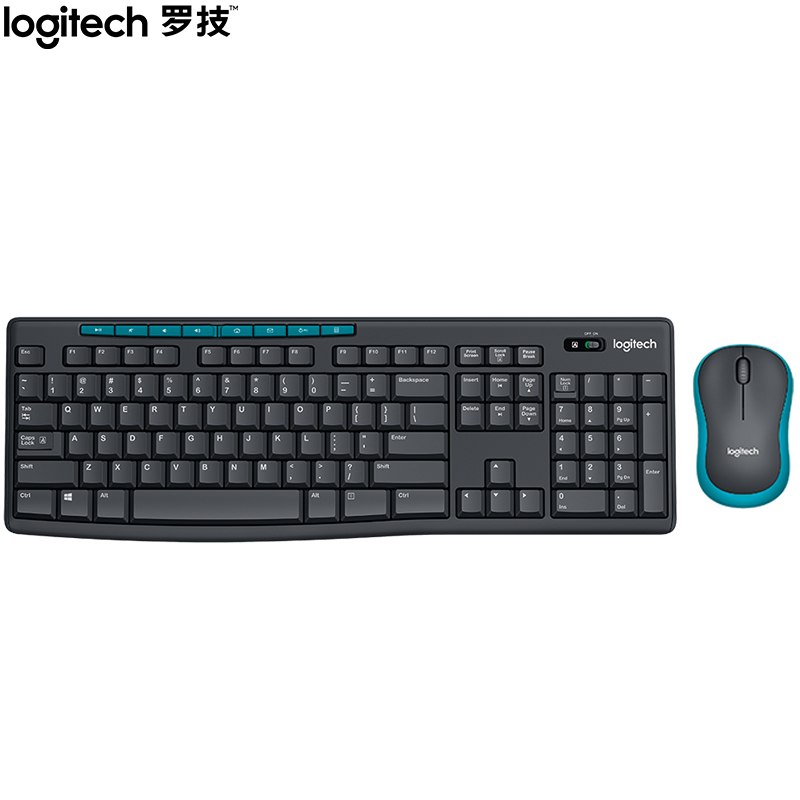 罗技（Logitech） MK275 无线键鼠套装  长100mm*宽58mm*高34mm（单位：个）  带无线2.4G接收器 黑蓝色