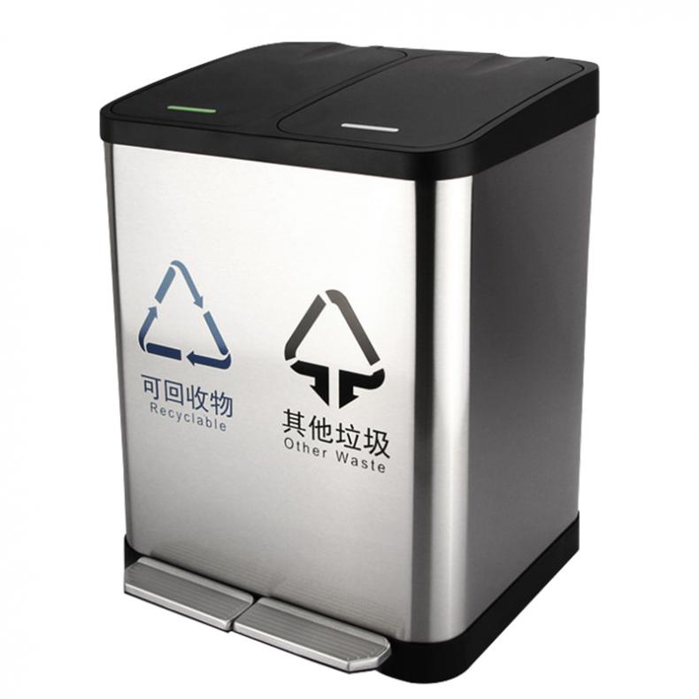 科力邦 KB1081 不锈钢垃圾桶 大号带盖 双桶 30L （单位：个）