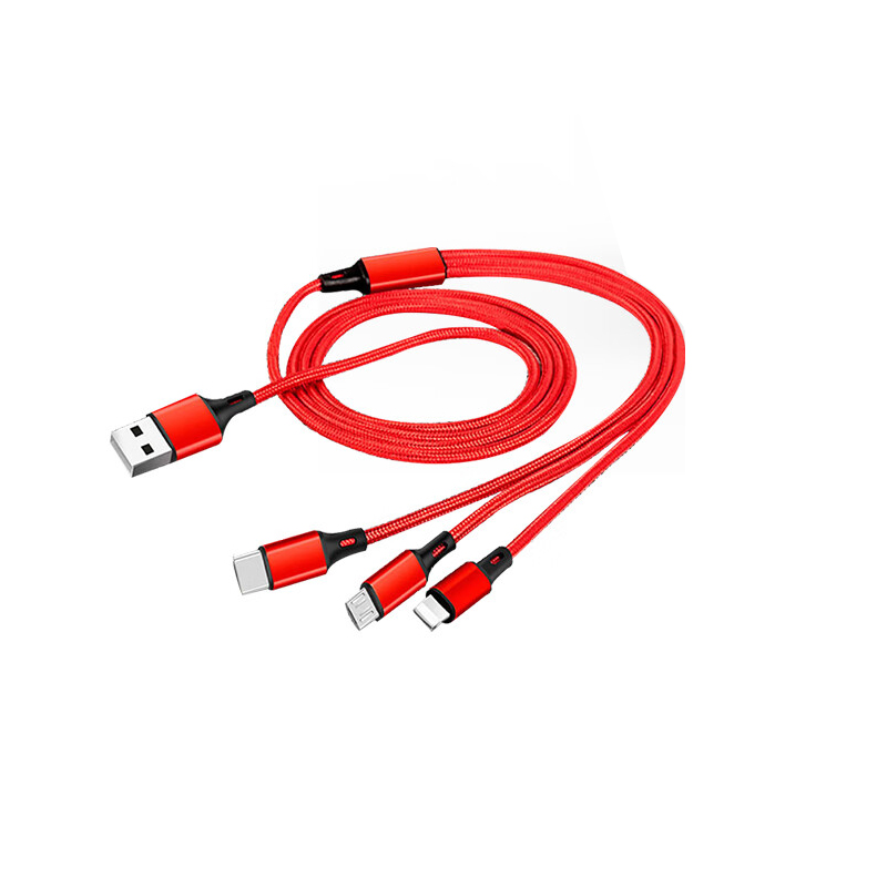 艾逸瑶选 SM-9010 逸充三合一数据线 120cm （单位：条） 新老包装随机 红色