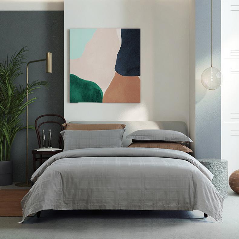 水星家纺 素雅风尚 全棉时尚印花四件套 被套200*230cm（单位：套） 白鲸灰