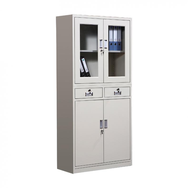 悦山（YUESHAN） YSOA1fo09-04HB 玻璃门中二斗文件柜 850*390*1800mm（单位：组） 灰白色