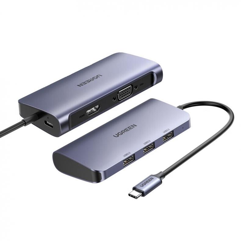 绿联（UGREEN） 50319 CM163扩展坞转换器 Type-C转HDMI+VGA+USB3.0*3+PD（单位：个）