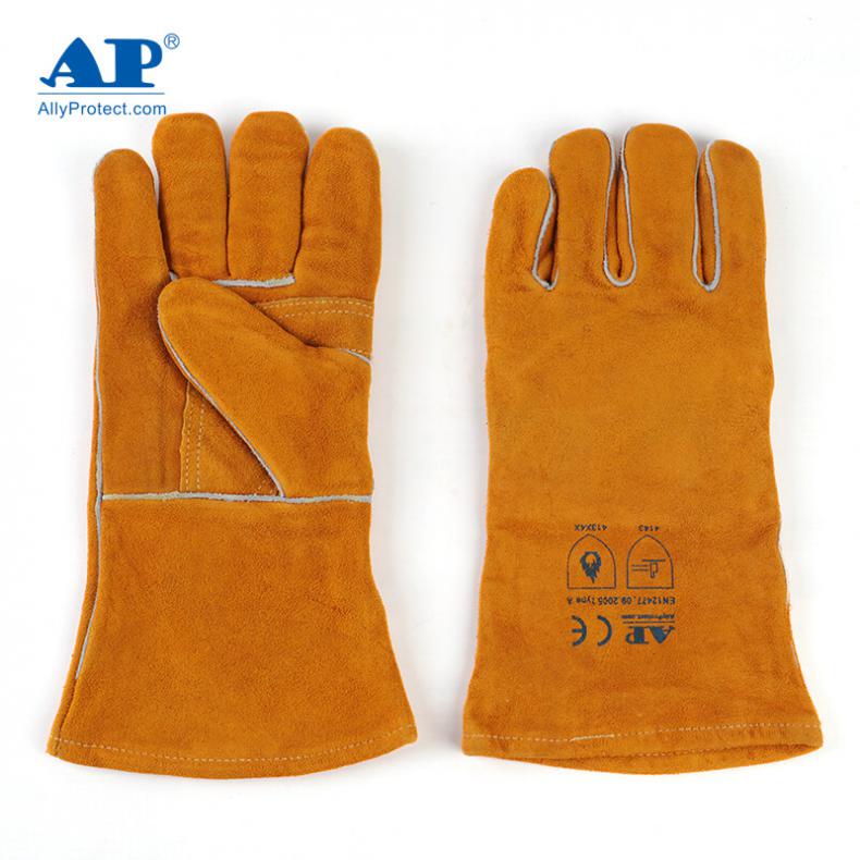 友盟（AP） AP-0909 牛二层皮烧焊手套(普通棉里) XL 长35CM（单位：副） 金黄色