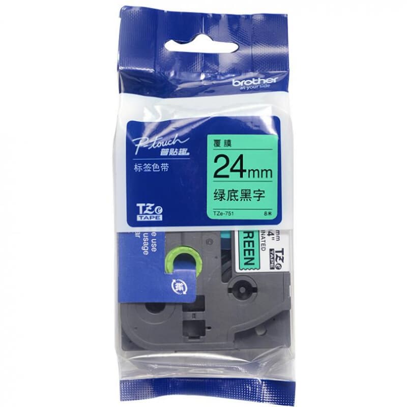兄弟（brother） TZE-751 标签色带 24mm （单位：支） 绿底黑字