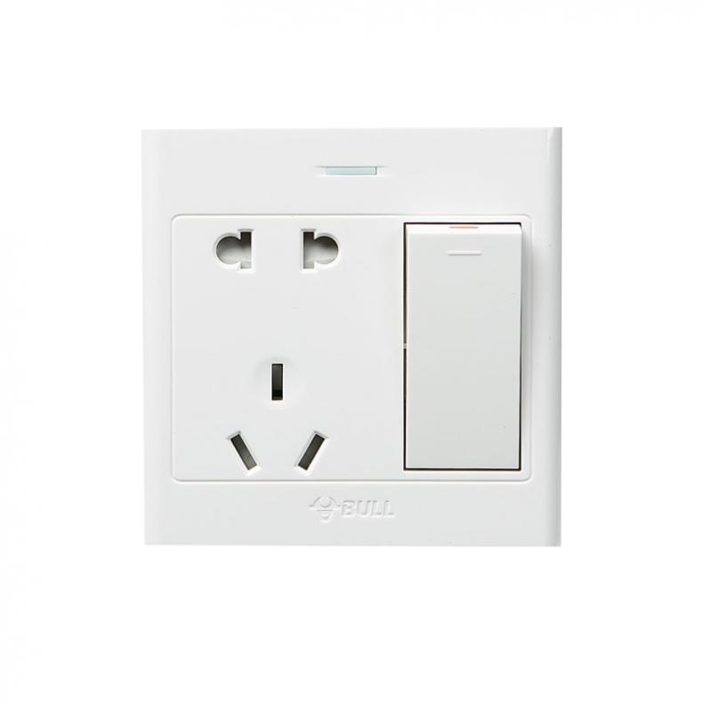 公牛（BULL） G09E334 86型五孔带荧光开关面板 一开双控（单位：个） 白色