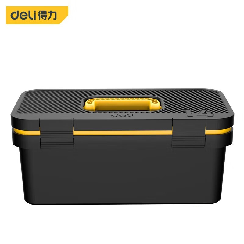 得力（deli） DL432814 家用塑料工具箱 14寸（单位：个） 黄黑