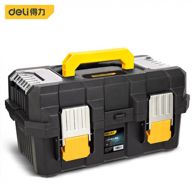 得力（deli） DL432519 三层折叠工具箱 17寸（单位：个） 黄黑