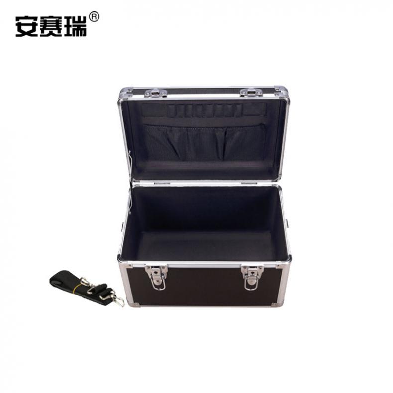 安赛瑞 28481 铝合金工具箱 空箱 34*22*22cm（单位：个） 带肩带 黑色