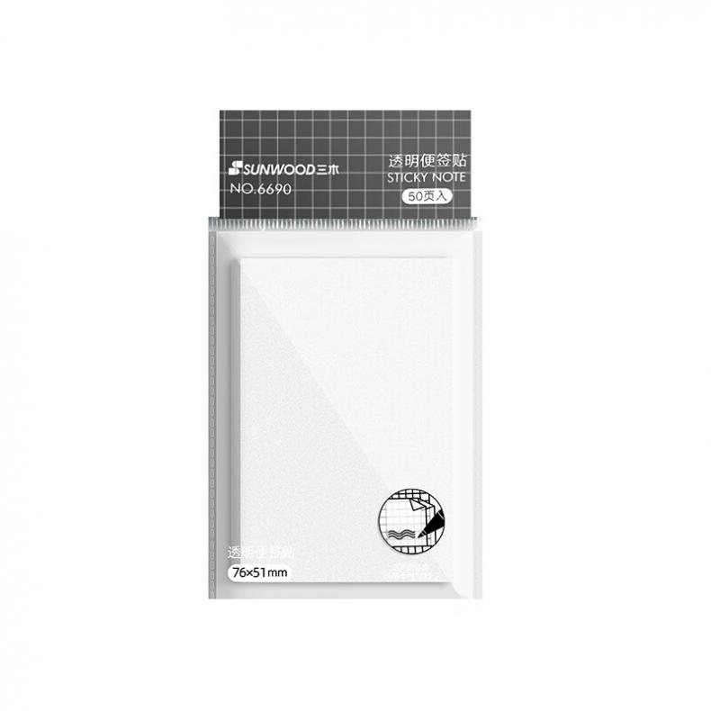 三木（SUNWOOD） 6690 透明便签贴 76*51mm 50张/袋 （单位：袋）  