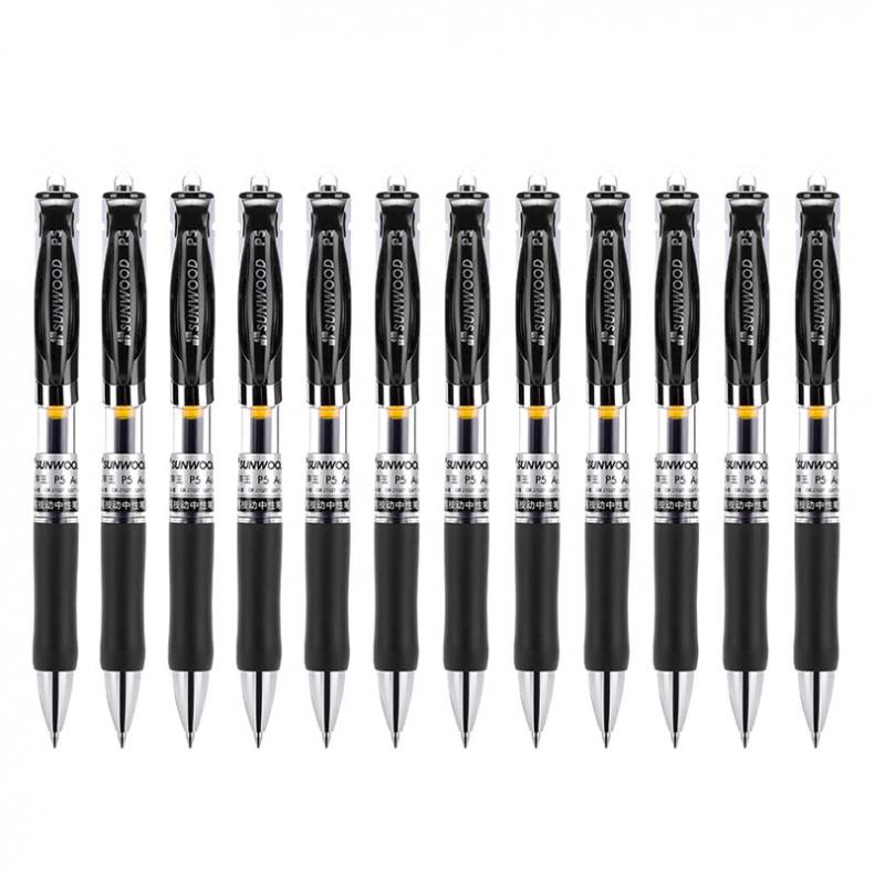 三木（SUNWOOD） P5 按动式子弹头中性笔 0.5mm 12支/盒 （单位：盒）  黑色