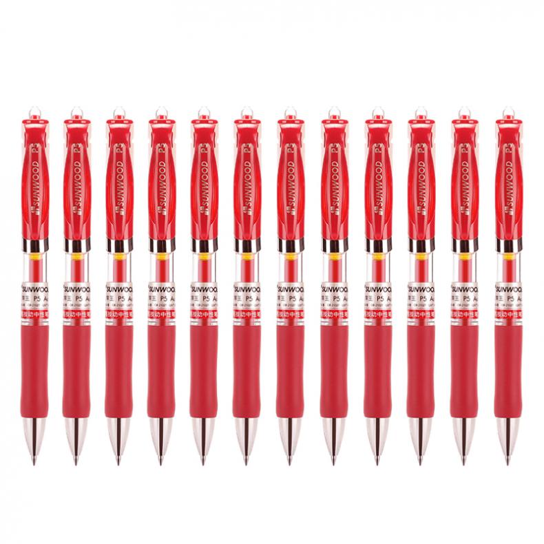 三木（SUNWOOD） P5 按动式子弹头中性笔 0.5mm 12支/盒（单位：盒） 红色