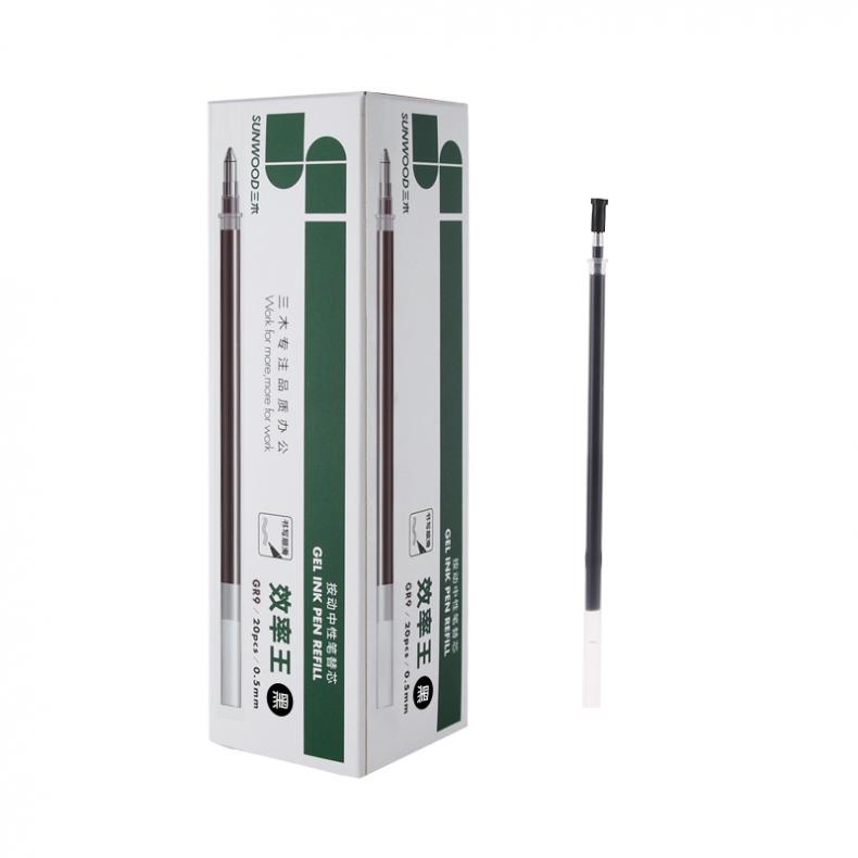 三木（SUNWOOD） GR9 按动中性笔替芯 子弹头 0.5mm 20支/盒（单位：盒） 黑色