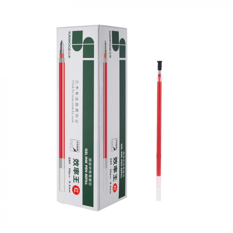 三木（SUNWOOD） GR9 按动中性笔替芯 子弹头 0.5mm 20支/盒（单位：盒） 红色