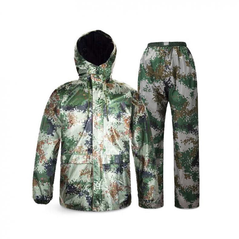 谋福（CNMF） 60 迷彩分体式雨衣雨裤套装 3XL 180码（单位：套） 布内衬（反光型）+大帽檐 丛林迷彩