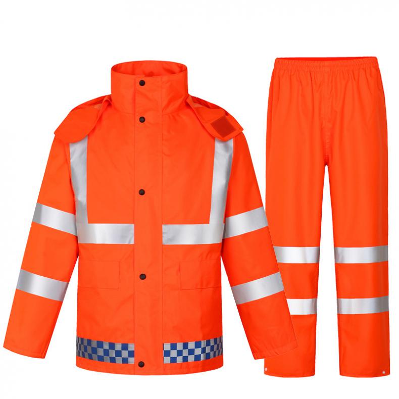 谋福（CNMF） YGL04 双帽檐荧光反光路政防水雨衣套装 2XL 180cm（单位：套） 荧光橙