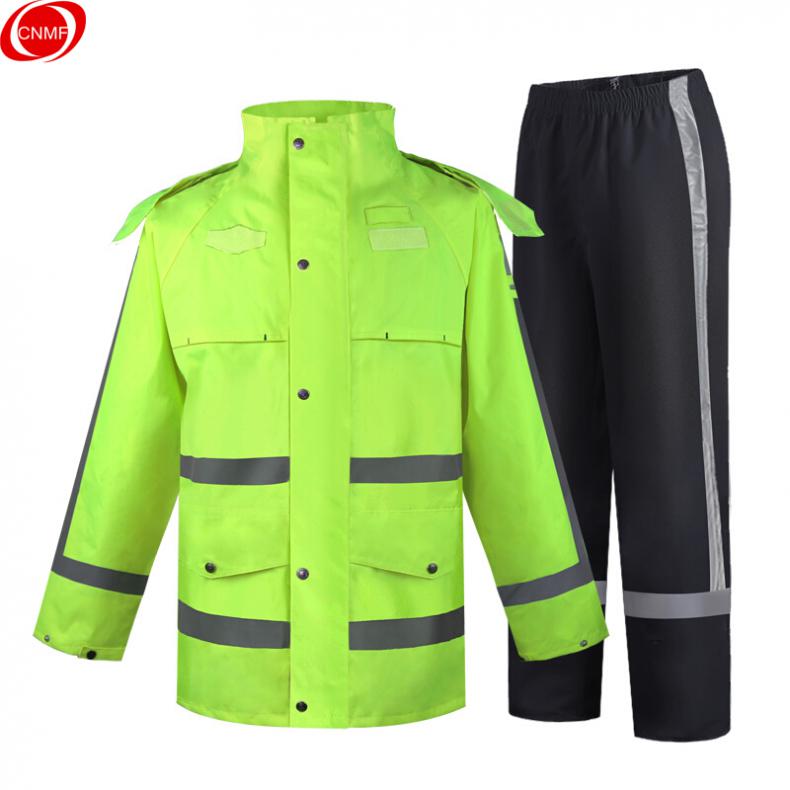 谋福（CNMF） 9298 安全反光雨衣分体套装 上海交通指挥款YGL05 2XL 175cm（单位：套） 荧光绿