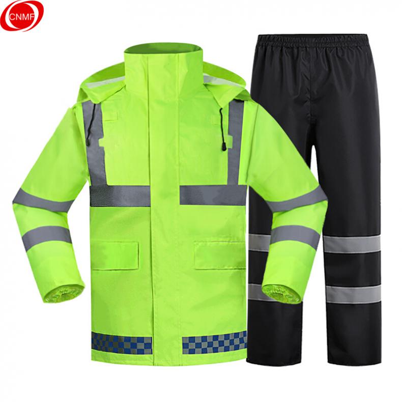 谋福（CNMF） 9297 带帽檐格子款分体雨衣套装 YGL03 2XL 180cm（单位：套） 荧光绿