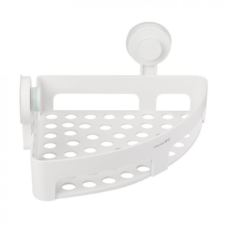 茶花（CHAHUA） 255010 卡乐免打孔吸壁三角置物架 24.5*24.5*33cm （单位：个）  白色