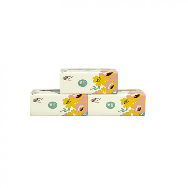 清风（APP） AR36TMS 清风繁花系列软抽纸 2层150抽/包 3包/提（单位：提）