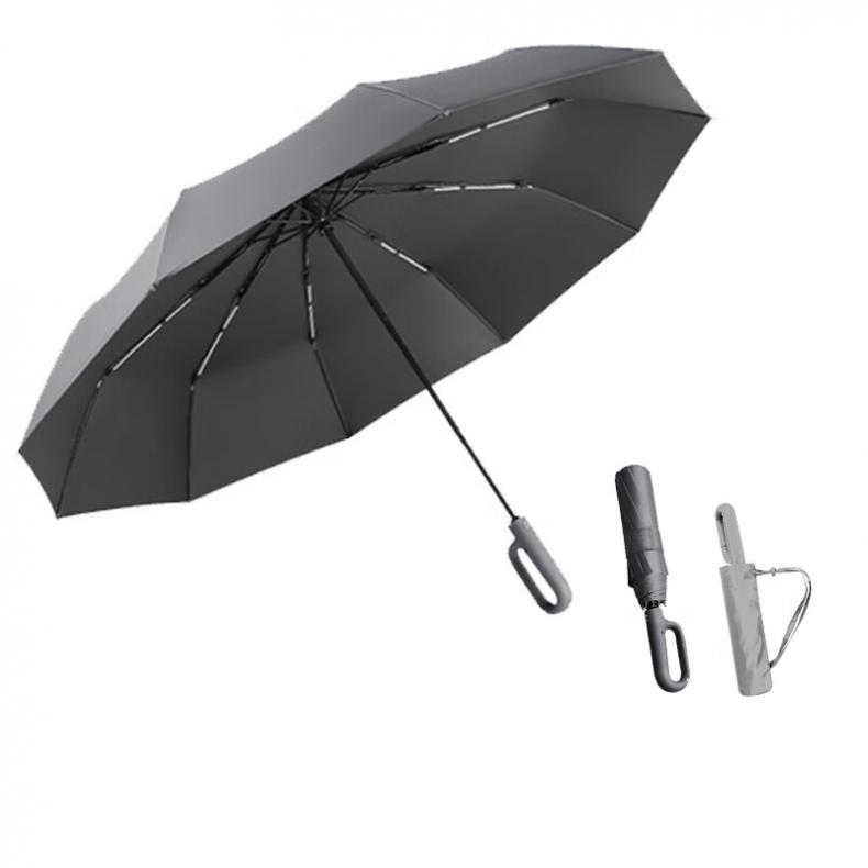 艾逸瑶选 YS-1848 赛博系列环扣手柄全自动商务超大晴雨伞 70cm*10K （单位：把）  黑色