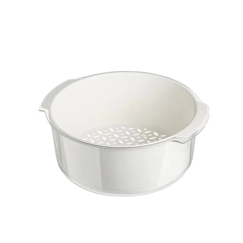 艾逸瑶选 CJ-21092 西尼亚双层沥水筛 外径30cm*高12cm （单位：个） 新老包装随机 白色