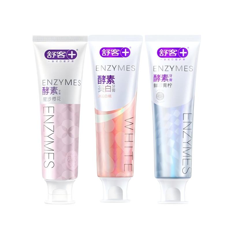 舒客（Saky） 樱花味+蜜桃味+青柠味 美白酵素牙膏 120g/支 3支/组（单位：组）