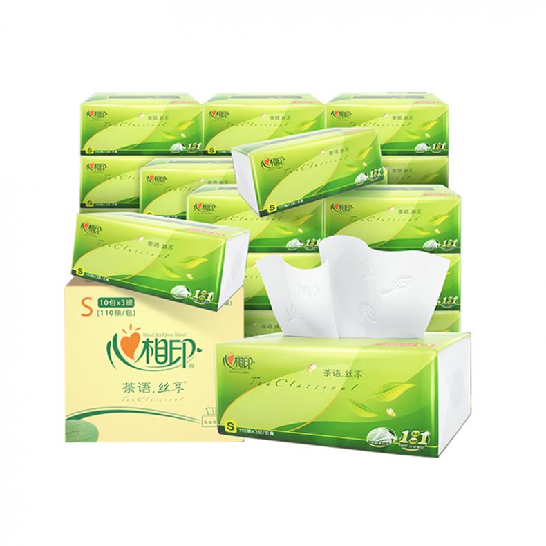 心相印（Mind Act Upon Mind） DT15110 茶语丝享系列三层抽纸 110抽/包 30包/箱 （单位：箱） 新老包装随机发货 