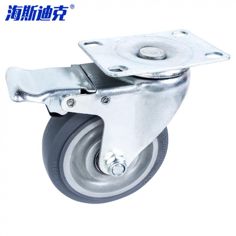 海斯迪克 gnjz-106 中型低噪脚轮 4寸（单位：个） 蓝/灰颜色随机