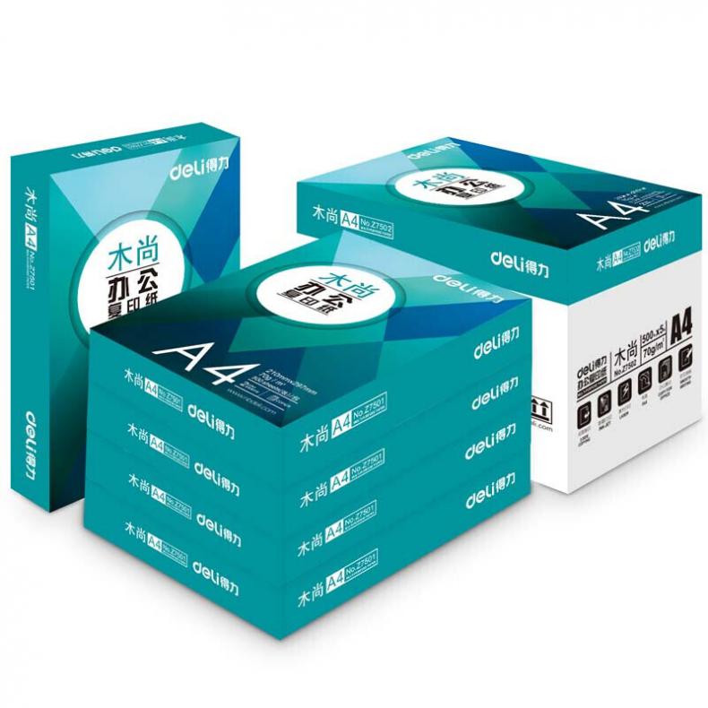得力（deli） Z7503 木尚复印纸 A4 70g 500张/包 8包/箱（单位：箱）