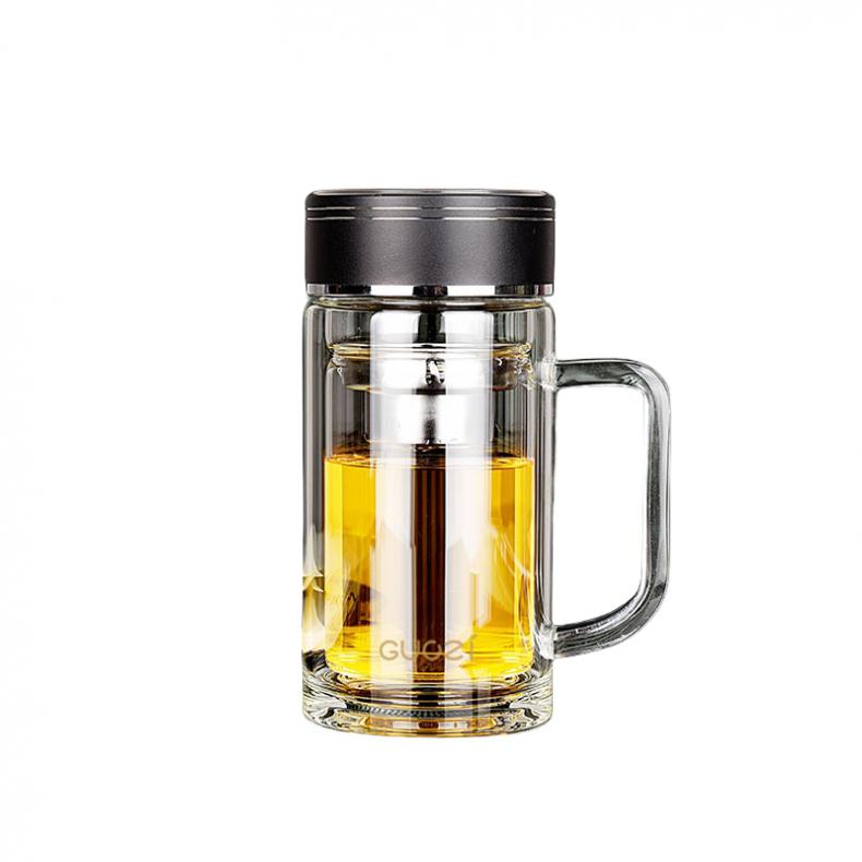 果兹（GUOZI） GZ-S53A 星朗双层玻璃办公杯 350ml （单位：个） 黑色