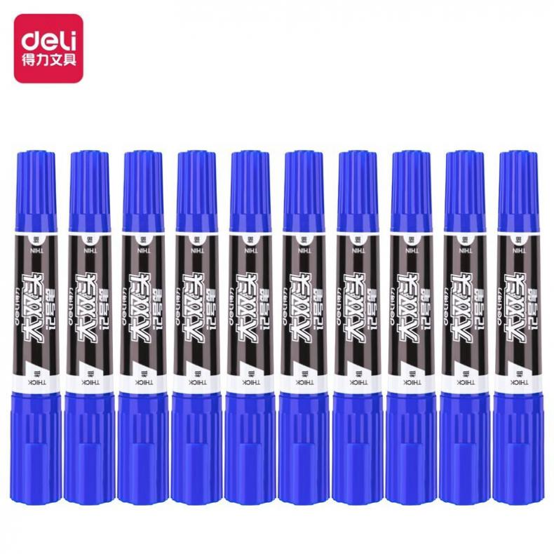 得力（deli） S555 记号笔 双头（单位：支） 蓝色