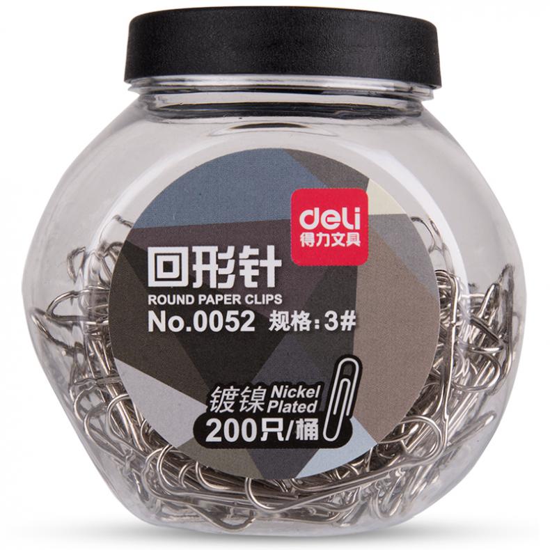 得力（deli） 0052 回形针 3号 200枚/盒（单位：盒） 银色