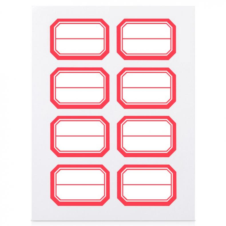 得力（deli） 7189 口曲纸/自粘性标贴 23*33mm 双框 8枚*12张/盒（单位：盒） 红框