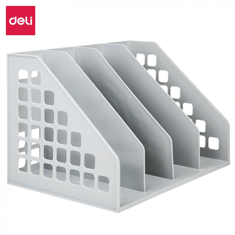 得力（deli） 9840 四联 文件盘/文件筐 342*240*225mm（单位：个） 浅灰色