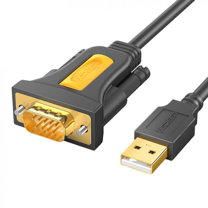 绿联（UGREEN） 20211 USB转RS232串口转接线 DB9针公对公连接线转换器 1.5米（单位：根） 黑色