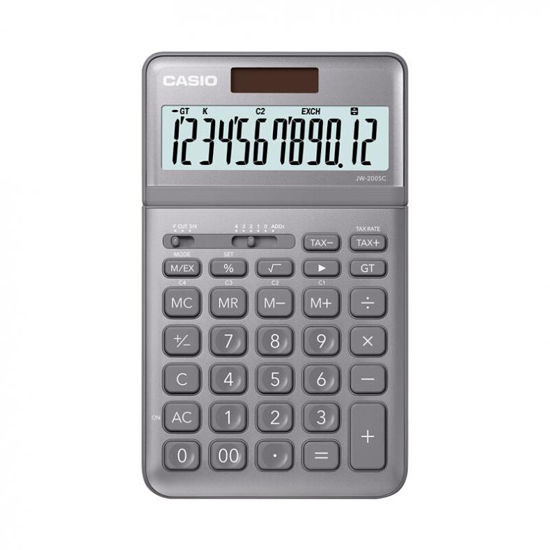 卡西欧(CASIO) JW-200SC-GY stylish时尚 计算器 12位 （单位：台） 铂晶银