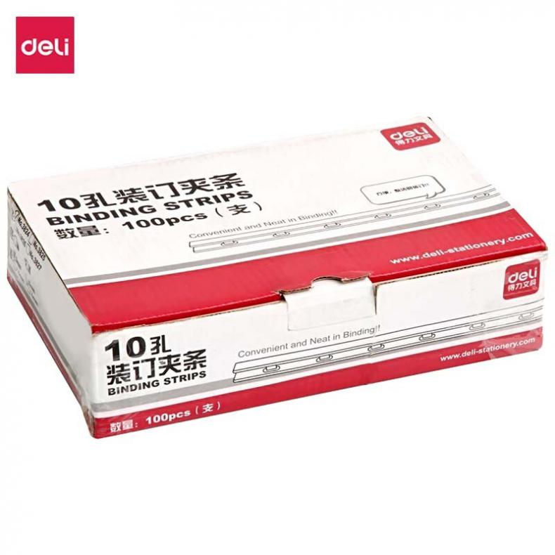 得力(deli) 3824 装订夹条 3mm 100支/盒（单位：盒） 黑色