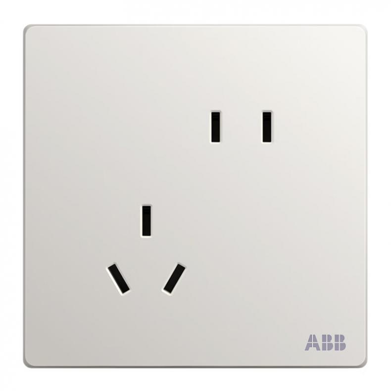 ABB AF205 轩致系列 错位二位二三极插座 10A斜五孔（单位：个） 白色