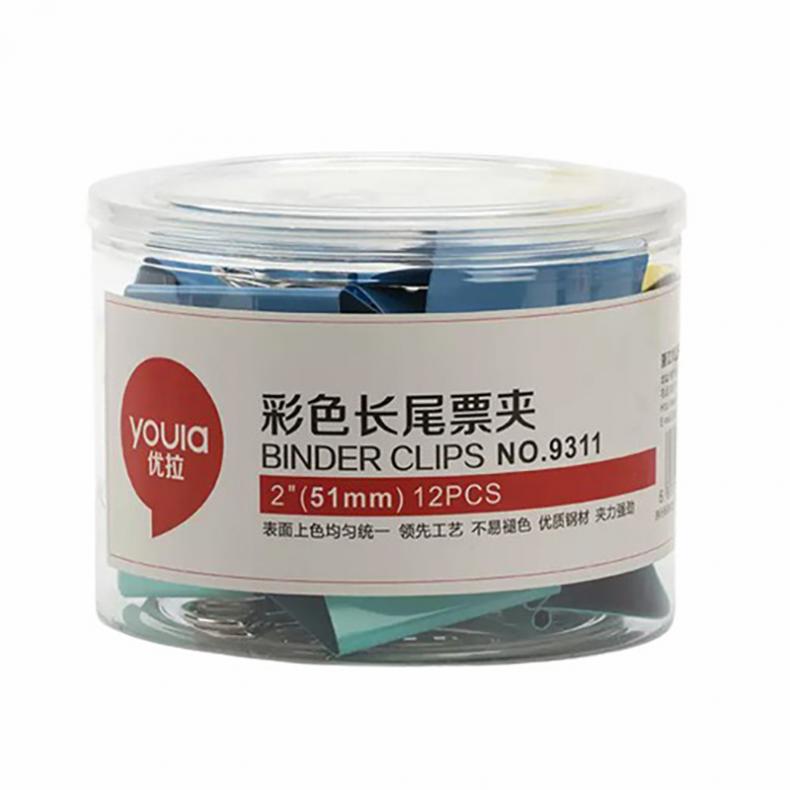优拉（YOULA） 9311 长尾夹 51mm 12只/盒（单位：盒） 彩色