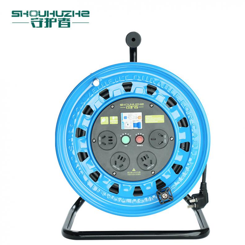 守护者（SHOUHUZHE） T33010E5 移动电缆盘电源盘 220V~250V-3*4mm&sup2;*50米（单位：个） 3位10A5孔+1位16A3孔 蓝色