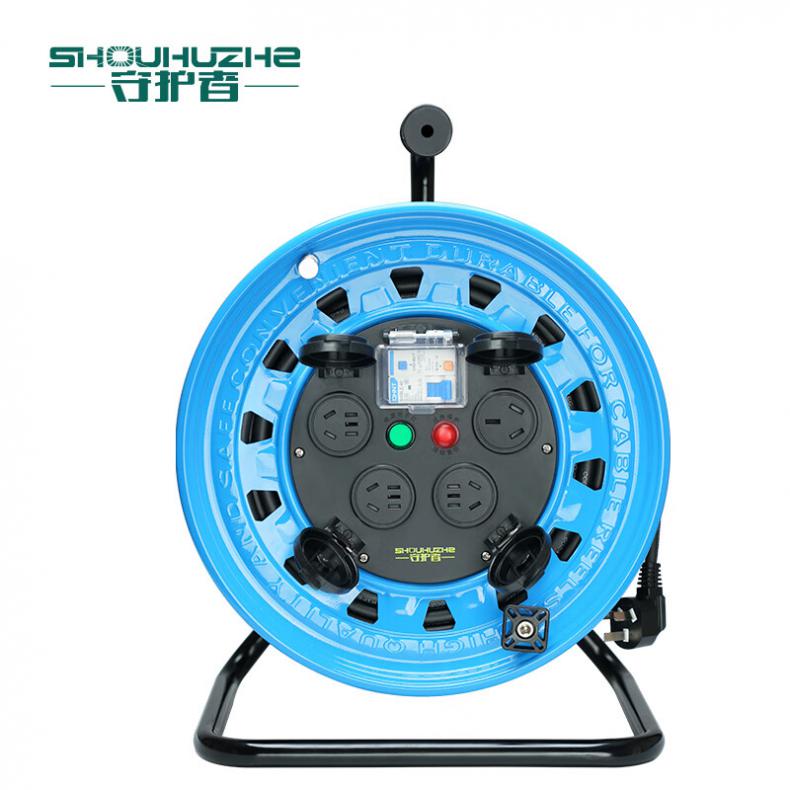 守护者（SHOUHUZHE） T33016E5 移动电缆盘电源盘 220V~250V-3*4mm&sup2;*50米（单位：个） 3位10A5孔+1位16A3孔 蓝色