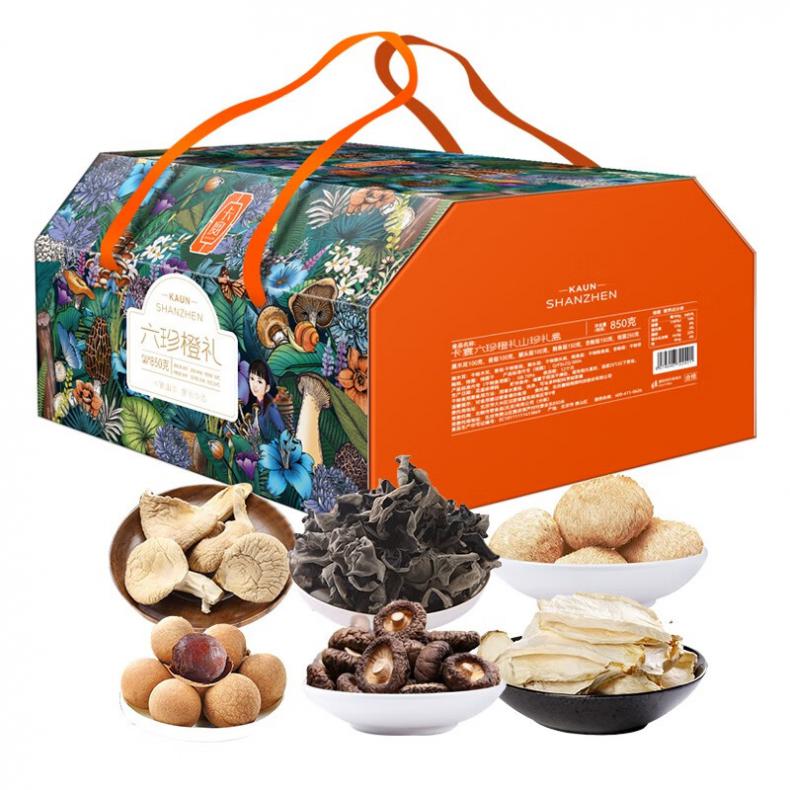 卡宴 六珍橙礼 山珍干菌礼盒 850g （单位：盒） 猴头菇100g+鲍鱼菇150g+黑木耳100g 