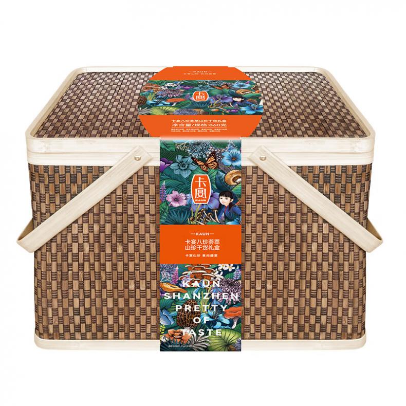 卡宴 八珍荟萃 干菌礼盒 860g （单位：盒） 姬松茸100g+秋木耳100g+竹荪30g+猴头菇100g+精选香菇100g+精选糯耳80g+桂圆250g+虫草花100g 