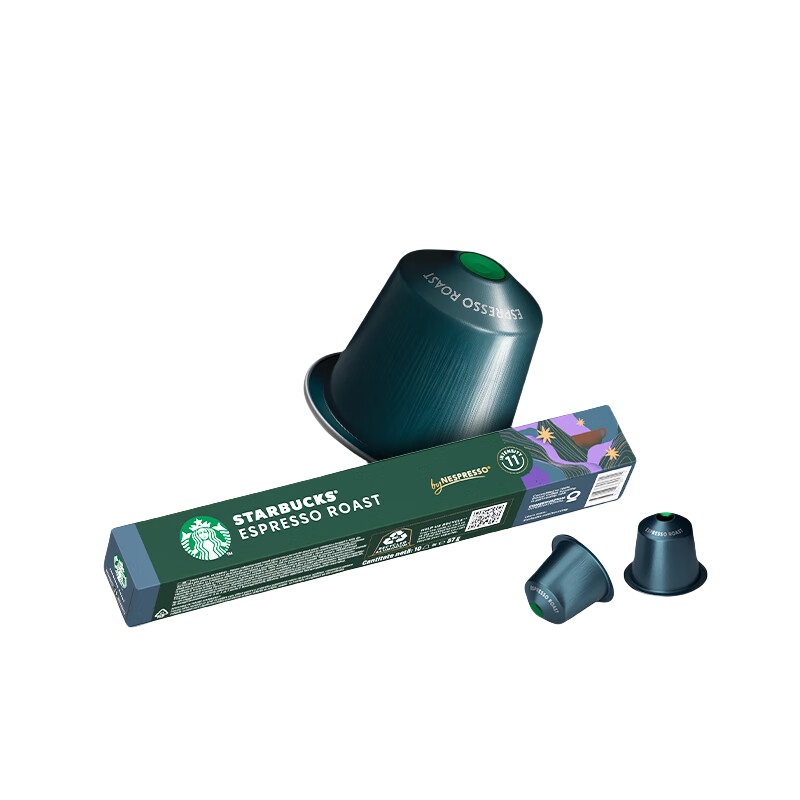星巴克（Starbucks） 意式浓缩 胶囊咖啡 重烘 10粒装 （单位：条） 适配Nespresso胶囊机 