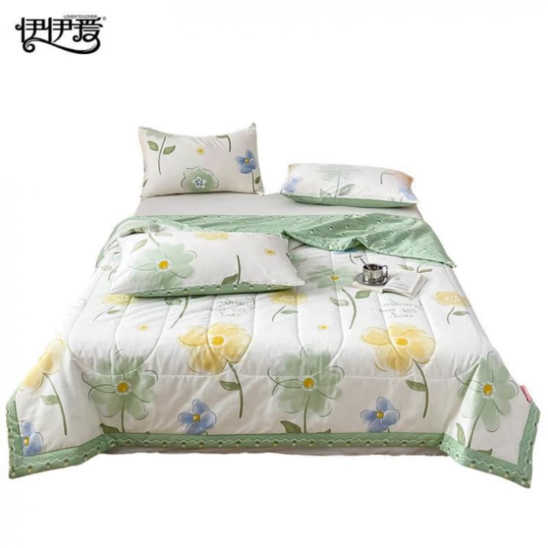 伊伊爱 BZ0HJC2301109L 全棉包边绗缝可水洗夏凉被 200*230cm （单位：条） 惊鸿仙子(绿)