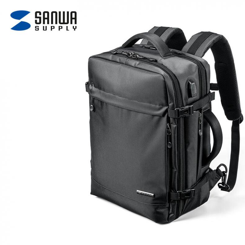 山业(SANWA) BAG-BPC3BK 多功能双肩电脑包 15.6英寸（单位：个） 黑色