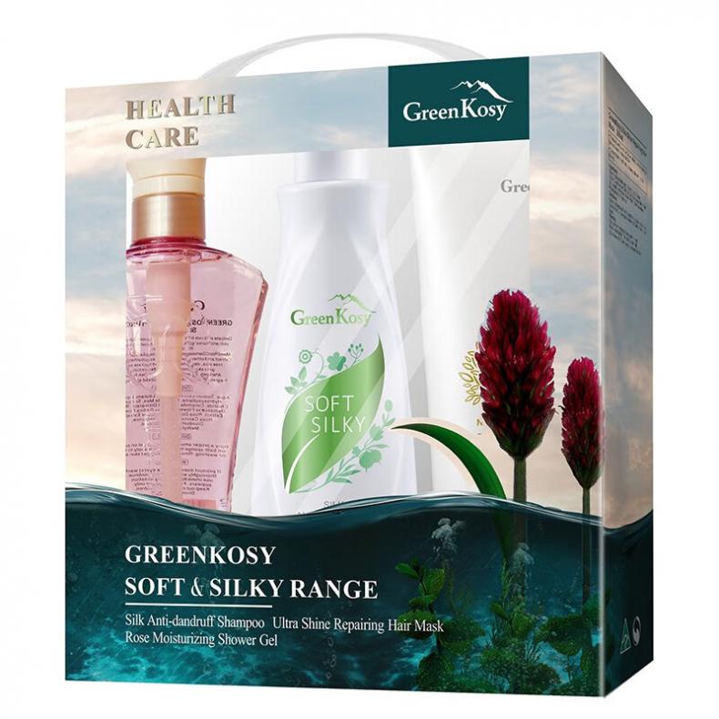 绿色溪谷（Greenkosy） 去屑 柔炫丝滑洗护3件套 洗发水700ml+发膜280ml+玫瑰沐500ml（单位：套）