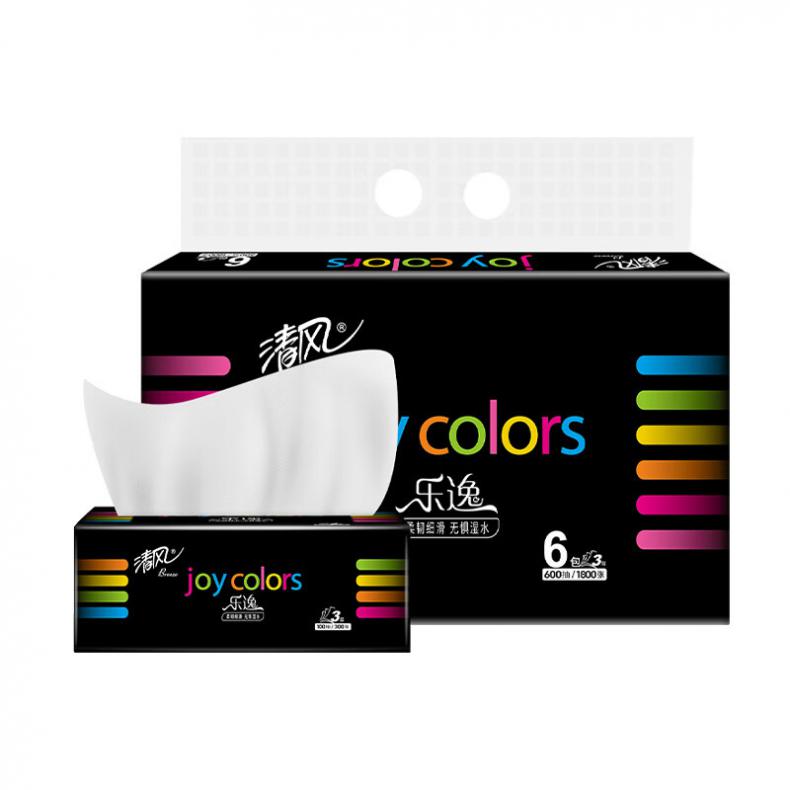 清风 BR62SLY 乐逸系列抽纸 3层 100抽 6包/提（单位：提）