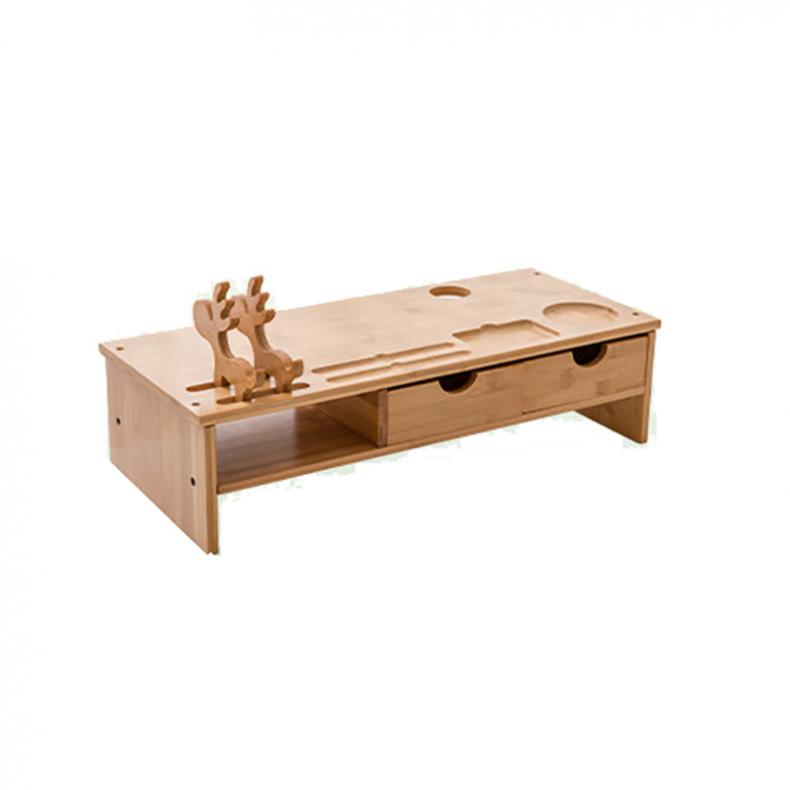 倍方 72747 显示器增高架 小鹿支架 双抽屉 （单位：个）  竹木色